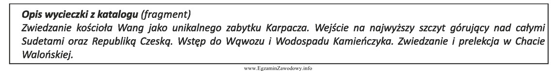 Zamieszczony w katalogu biura podróży opis wycieczki dotyczy 