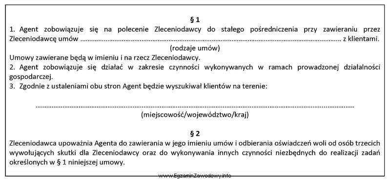 Na podstawie zamieszczonego fragmentu umowy Zleceniobiorcy przysługuje