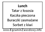 Która potrawa z zamieszczonego w ramce menu uzupełnia 