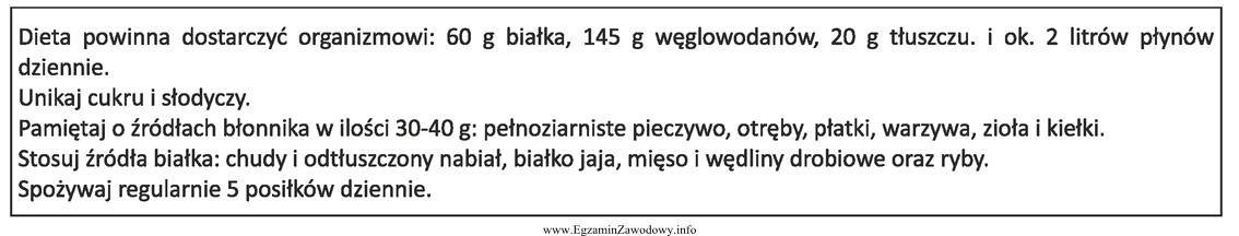 Zamieszczone w ramce informacje odnoszą się do diety