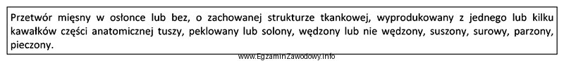 Opis którego wyrobu przedstawiono w tabeli?