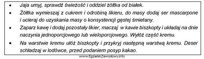 Na podstawie zamieszczonego sposobu wykonania należy sporządzić