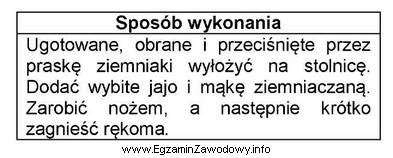 Zamieszczony fragment sposobu wykonania ciasta dotyczy produkcji