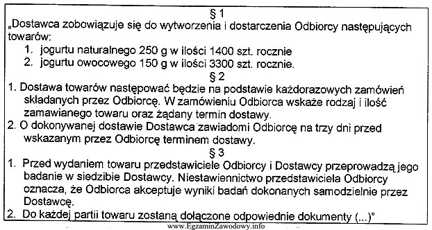 Zamieszczony fragment dotyczy umowy