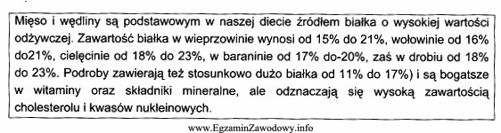 Na podstawie zamieszczonego opisu, wskaż mięso o największej 