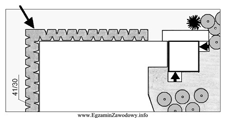 Jaki element wskazano strzałką na projekcie terenów zieleni?