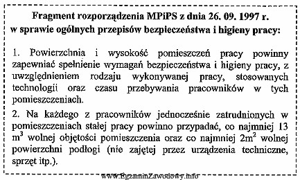 W zakładzie pracy znajduje się pomieszczenie o wolnej obję