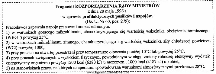 Pracownikowi przysługują napoje chłodzące do picia bez 