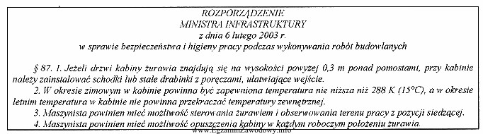 W dokumentacji technologicznej, dotyczącej obsługi żurawia w 