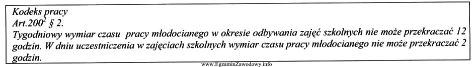 Ustal, który plan zajęć młodocianego pracownika w 