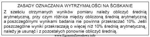 W laboratorium uzyskano następujące wyniki badania wytrzymałoś