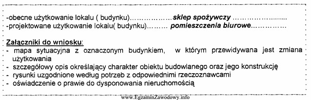 Załączony fragment druku wniosku dotyczy rozpoczęcia