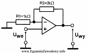 Jeżeli w układzie wzmacniacza nieodwracającego zmniejszymy wartoś