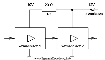 Minimalna znormalizowana moc znamionowa rezystora R1 w dwustopniowym wzmacniaczu zasilanym 