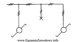 Jakie łączniki zastosowano w instalacji elektrycznej przedstawionej na 