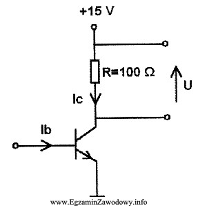 W obwodzie, pokazanym na schemacie, wartość prądu bazy 