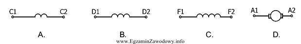 Uzwojenie wzbudzenia szeregowego silnika prądu stałego oznaczone jest 