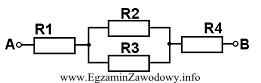 Wartość rezystancji zastępczej RAB dla przedstawionego na rysunku 