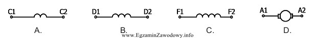 Uzwojenie wzbudzenia szeregowego silnika prądu stałego oznaczone jest: