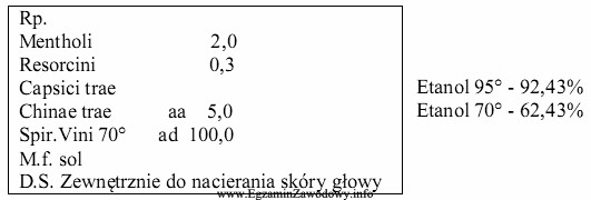 Ile etanolu 95° należy użyć do wykonania leku 