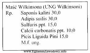 Lek wykonany na podstawie przedstawionej recepty wykazuje działanie