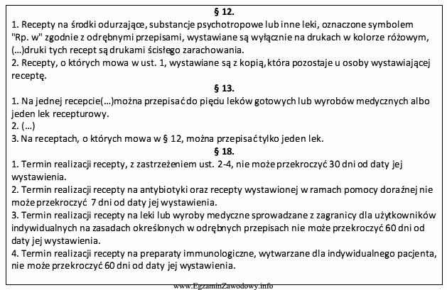 Na podstawie zamieszczone fragmentu rozporządzenia, termin realizacji recepty na 