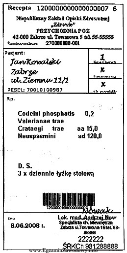 Oblicz dawkę jednorazową fosforanu kodeiny w leku sporządzonym na 