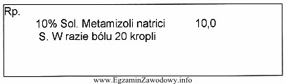 Jaka ilość metamizolu sodu znajduje się w 20 kroplach roztworu 