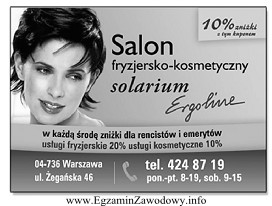 Informacje o salonie fryzjersko-kosmetycznym zawarte zostały