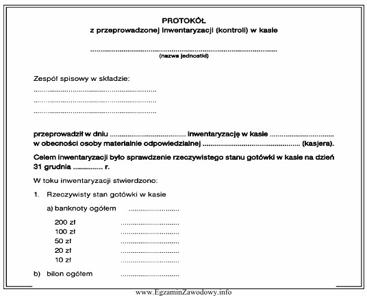 Przedstawiony formularz służy do udokumentowania