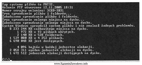 W wyniku użycia narzędzia diagnostycznego <b>chkdsk</b> 