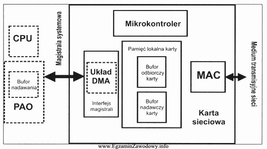 Który z podzespołów karty sieciowej przedstawionej na 