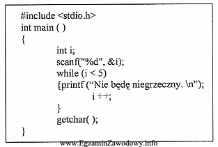 W przedstawionym fragmencie programu znajduje się