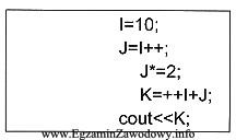 Jaka będzie wyświetlona wartość zmiennej K po 