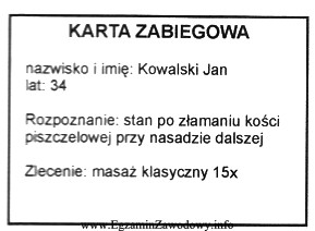 Pacjent zgłosił się na serię zabiegów z przedstawioną 