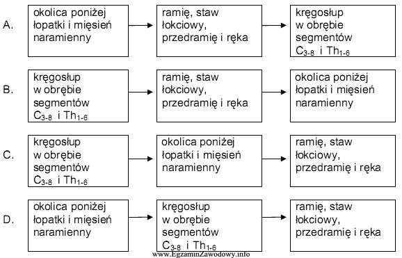 Wskaż poprawną kolejność opracowania obszarów w leczeniu stawu 