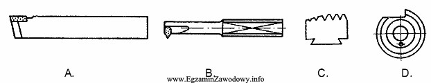 Nóż do toczenia gwintów wewnętrznych przedstawiono na 