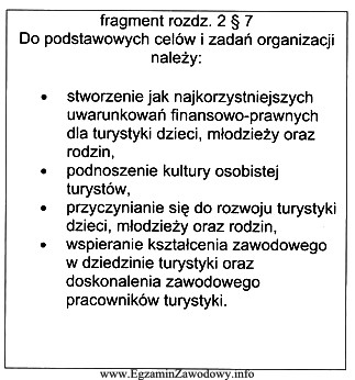 Przedstawiony fragment statutu, określa cele i zadania