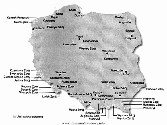 Na podstawie mapy, określ, w którym z podanych 