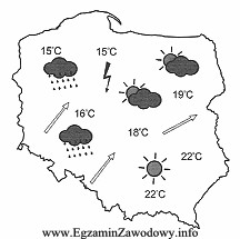 Jaki kierunek wiatru zaznaczono strzałką na mapie?