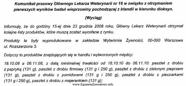 Komunikat Głównego Lekarza Weterynarii dotyczy pasztetów drobiowych, 