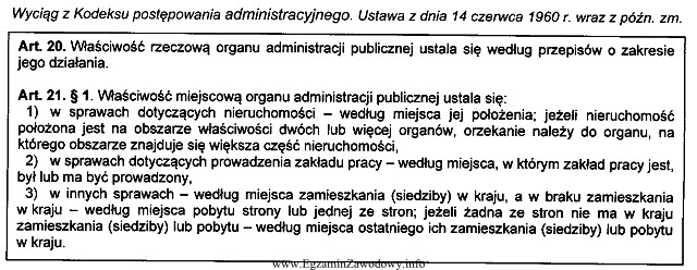 Na podstawie zamieszczonych przepisów Kodeksu postępowania administracyjnego wł