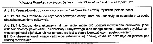 Z zamieszczonych przepisów Kodeksu cywilnego wynika, że zdolnoś