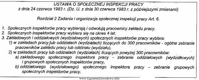 Zakładowych społecznych inspektorów pracy, w zakładach 