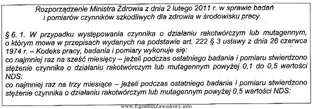 W wyniku pomiaru czynników szkodliwych dla zdrowia w ś