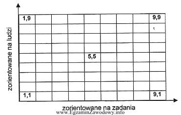 Na rysunku przedstawiono siatkę stylów kierowania wg R.R. 