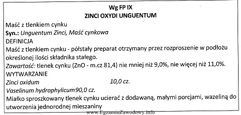 Określ na podstawie zamieszczonego fragmentu FP IX, ile wazeliny 