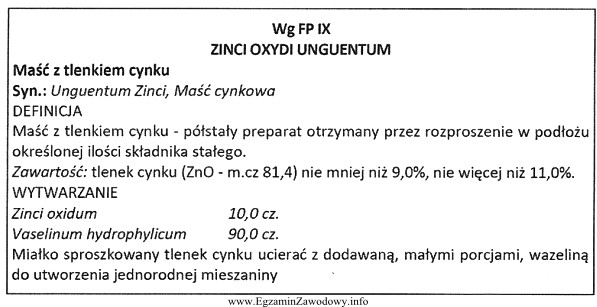 Określ na podstawie zamieszczonego fragmentu FP IX, ile wazeliny 