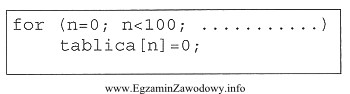 Aby przedstawiony fragment programu przypisywał wartość zero co pią