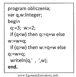 Wynikiem działania programu są liczby